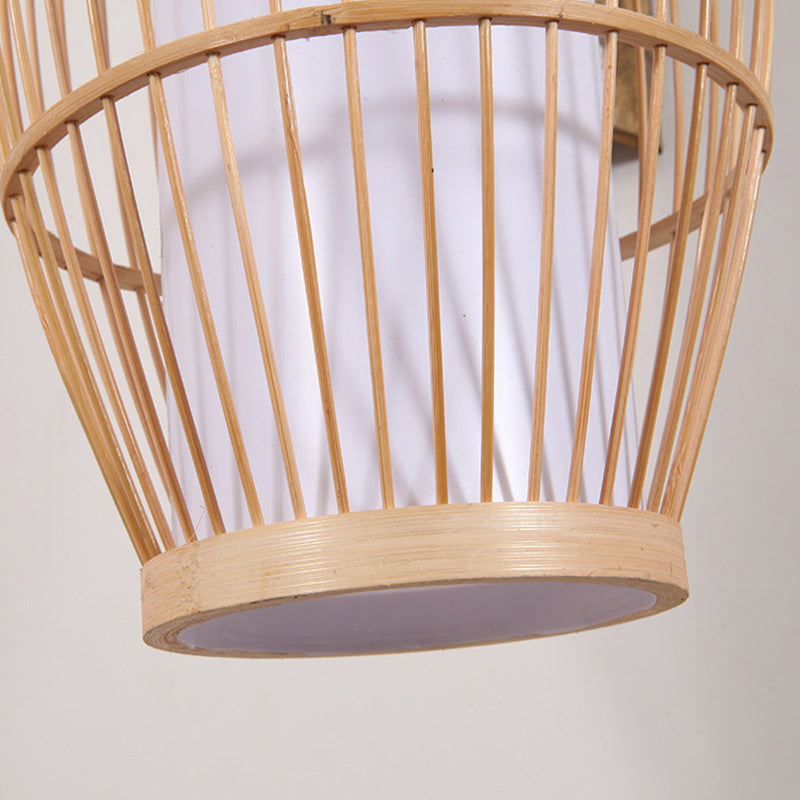 Skørter | Barrel Bamboo Wall Lamp Minimalist 1 Head Wooden Wall Lighting Fixture for Restaurant