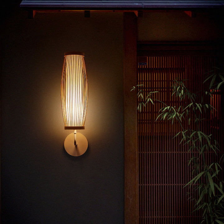 Skørter | Southeast Asia Extended Oval Wall Lamp Fitting Bamboo Single Gang Wall-Mounted Lamp in Wood