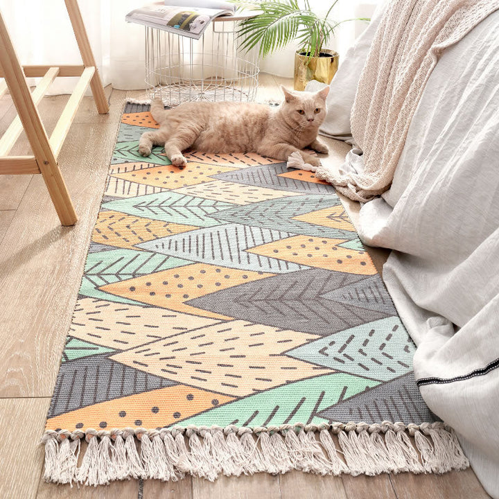 Lisslune | Classic Multicolored Drop Carpet Polyester Plant Printed Carpet Non-Slip Back Machine Washable Carpet for Bedroom