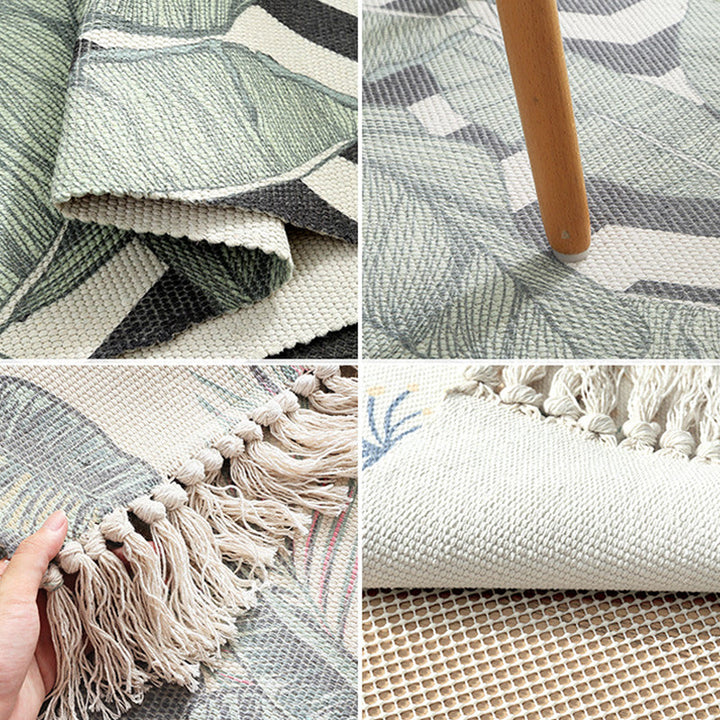 Lisslune | Classic Multicolored Drop Carpet Polyester Plant Printed Carpet Non-Slip Back Machine Washable Carpet for Bedroom