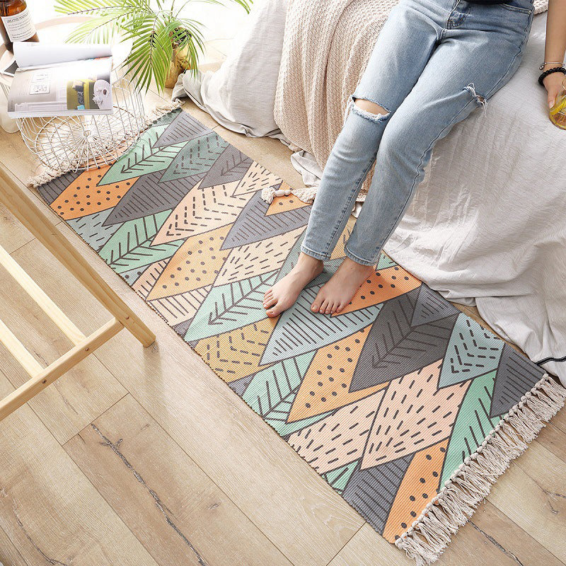 Lisslune | Classic Multicolored Drop Carpet Polyester Plant Printed Carpet Non-Slip Back Machine Washable Carpet for Bedroom
