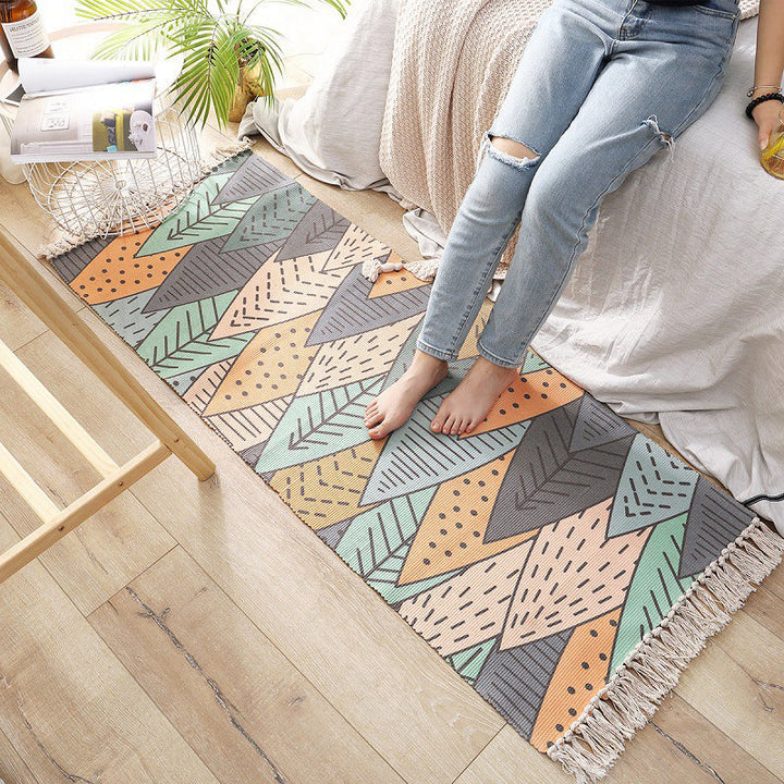 Lisslune | Classic Multicolored Drop Carpet Polyester Plant Printed Carpet Non-Slip Back Machine Washable Carpet for Bedroom