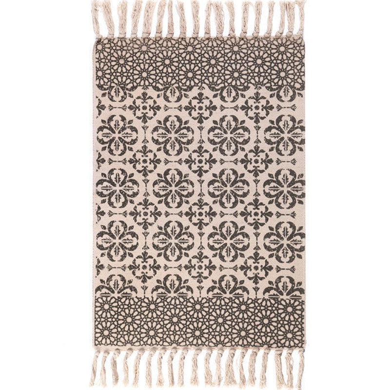 Lisslune | Southwestern Bedroom Rug Multicolor Geometric Print Rug Polypropylene Machine Washable Rug with Fringes