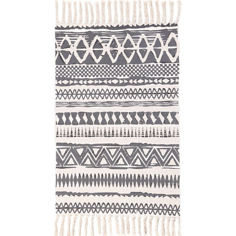 Lisslune | Southwestern Bedroom Rug Multicolor Geometric Print Rug Polypropylene Machine Washable Rug with Fringes