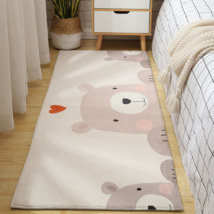 Lisslune | Simple Animal Print Rug Multicolored Cute Indoor Rug Synthetic Non-Slip Back Stain Resistant Rug for Room