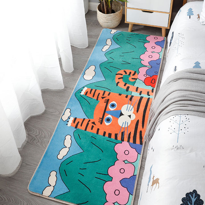 Lisslune | Simple Animal Print Rug Multicolored Cute Indoor Rug Synthetic Non-Slip Back Stain Resistant Rug for Room