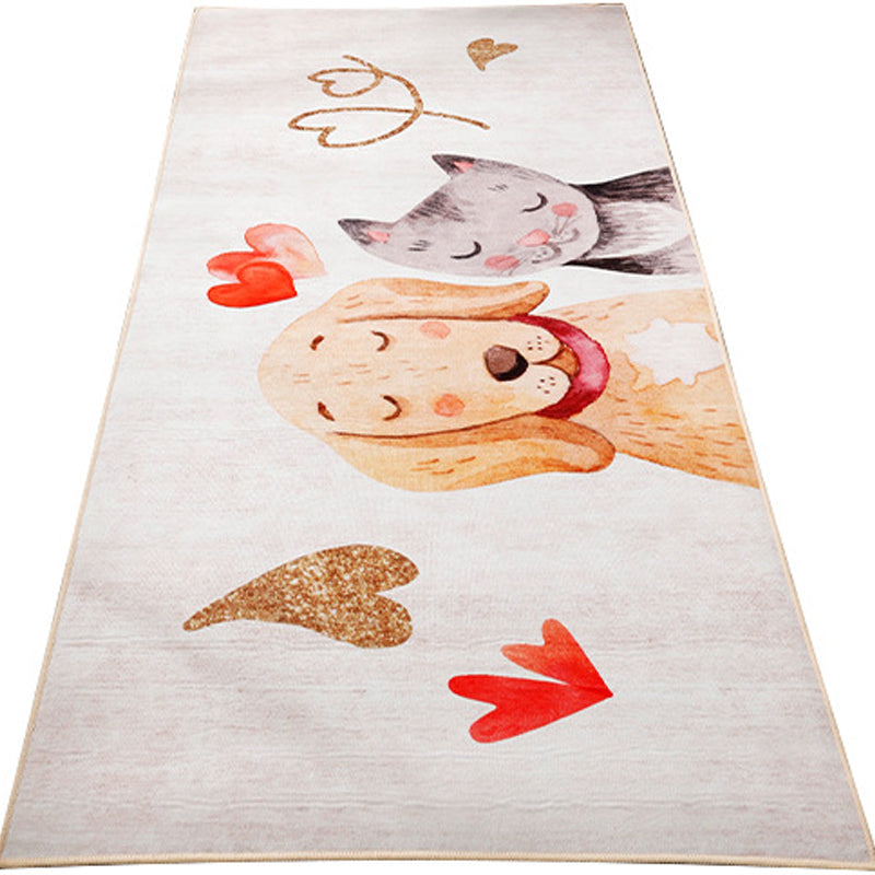 Lisslune | Beautiful children's room carpet Multicolored animal print area rug polypropylene non-slip backing easy-care carpet