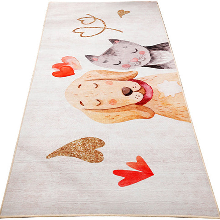 Lisslune | Beautiful children's room carpet Multicolored animal print area rug polypropylene non-slip backing easy-care carpet