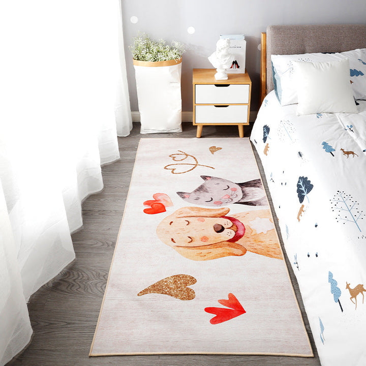 Lisslune | Beautiful children's room carpet Multicolored animal print area rug polypropylene non-slip backing easy-care carpet