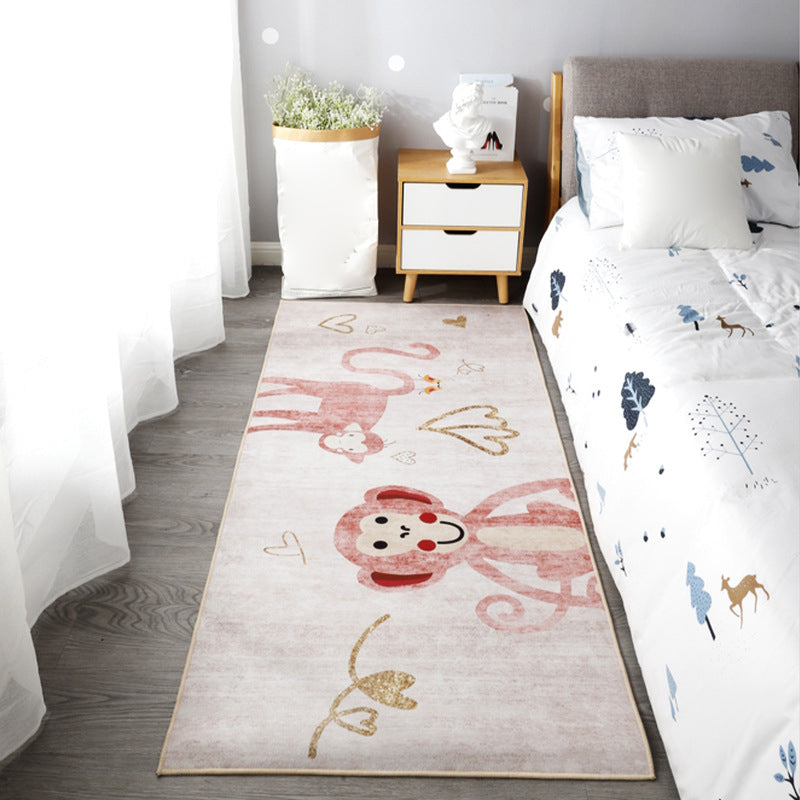 Lisslune | Beautiful children's room carpet Multicolored animal print area rug polypropylene non-slip backing easy-care carpet