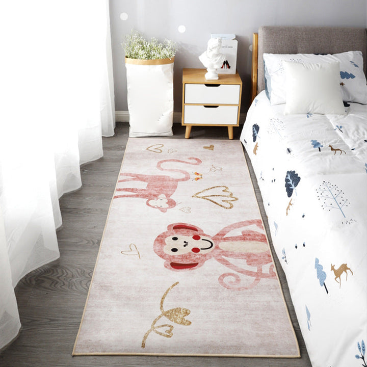 Lisslune | Beautiful children's room carpet Multicolored animal print area rug polypropylene non-slip backing easy-care carpet