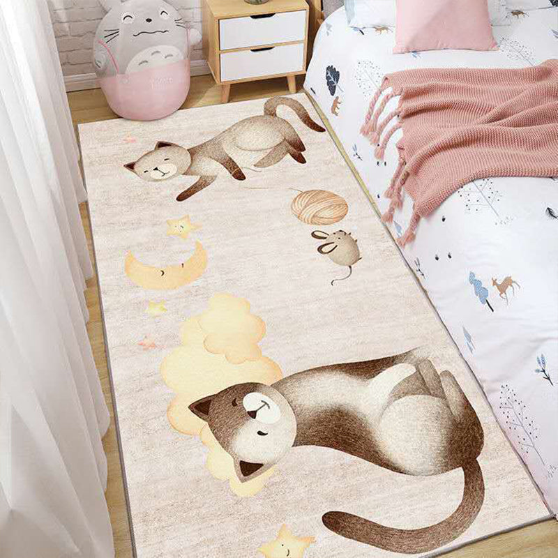 Lisslune | Casual Love Rug Multicolor Animal Print Indoor Rug Synthetic Non-Slip Backing Washable Rug for Bedroom