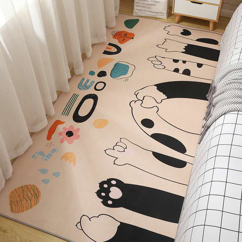 Lisslune | Casual Love Rug Multicolor Animal Print Indoor Rug Synthetic Non-Slip Backing Washable Rug for Bedroom
