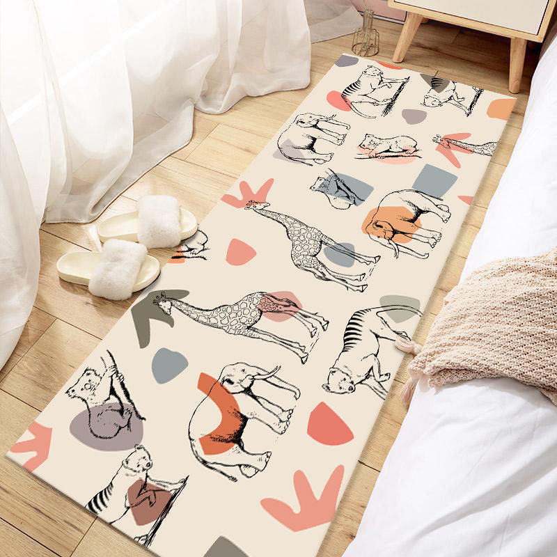 Lisslune | Casual Love Rug Multicolor Animal Print Indoor Rug Synthetic Non-Slip Backing Washable Rug for Bedroom