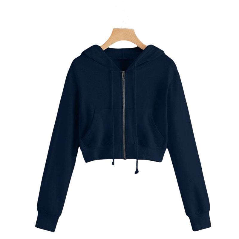 Women's Short Sleeve Hoodie with Zipper and Kangaroo Pocket Lisslune