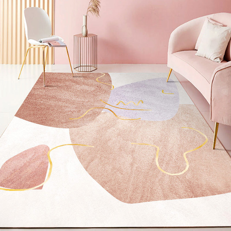 Lisslune | Beautiful Bedroom Rug Multicolored Color Block Rug Polyester Non-slip Back Machine Washable Rug