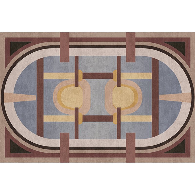 Lisslune | Morandi color geometric rug synthetic western rug non-slip backing machine washable rug for the living room