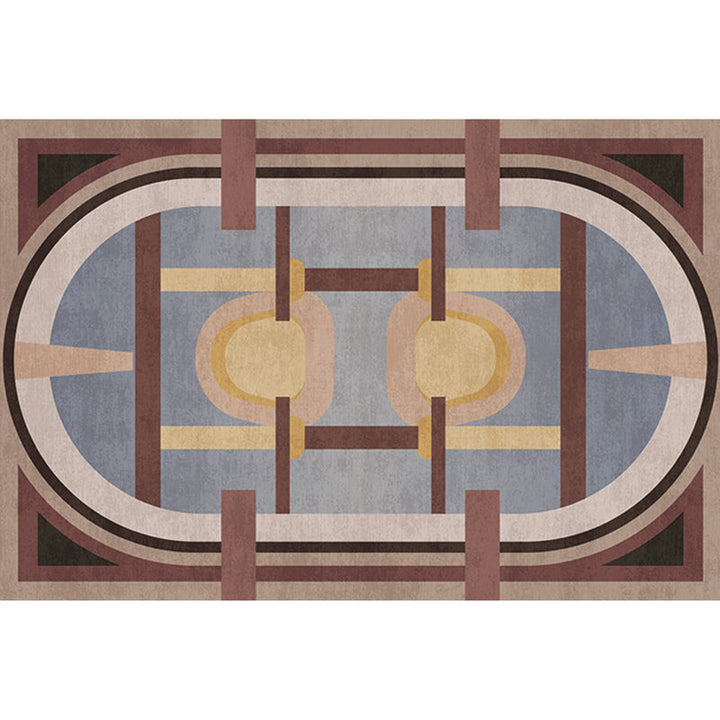 Lisslune | Morandi color geometric rug synthetic western rug non-slip backing machine washable rug for the living room