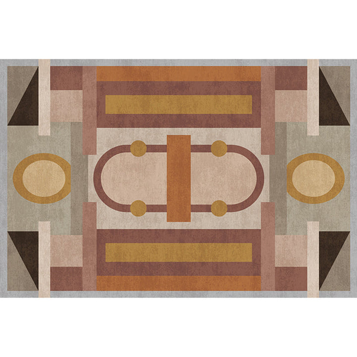 Lisslune | Morandi color geometric rug synthetic western rug non-slip backing machine washable rug for the living room