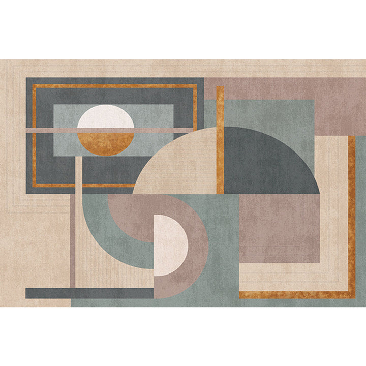 Lisslune | Morandi color geometric rug synthetic western rug non-slip backing machine washable rug for the living room