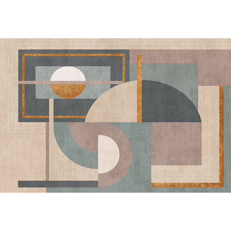 Lisslune | Morandi color geometric rug synthetic western rug non-slip backing machine washable rug for the living room