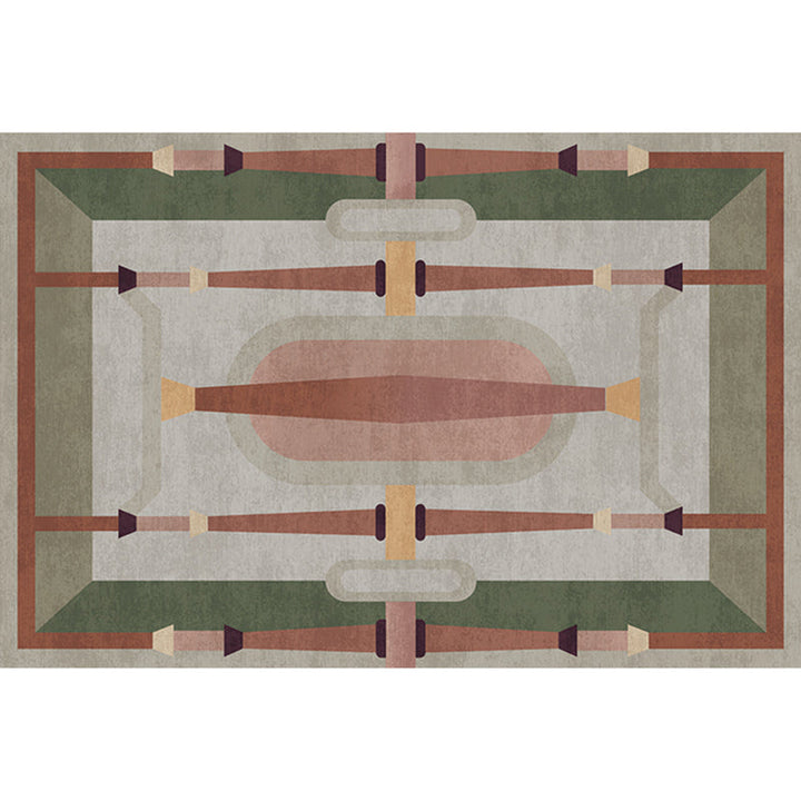 Lisslune | Morandi color geometric rug synthetic western rug non-slip backing machine washable rug for the living room