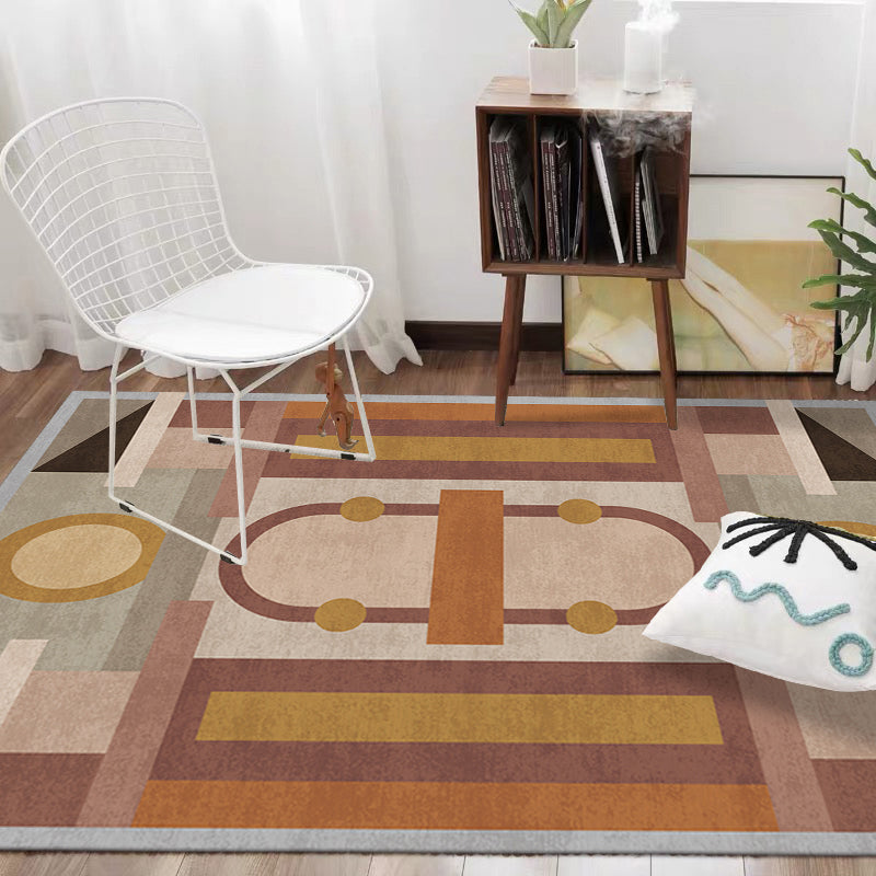 Lisslune | Morandi color geometric rug synthetic western rug non-slip backing machine washable rug for the living room