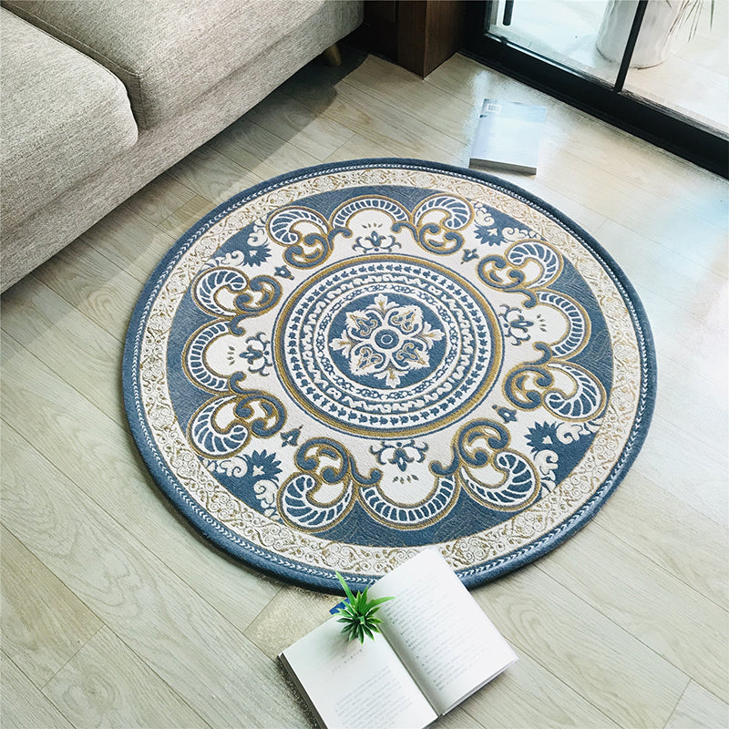 Lisslune | Western Living Room Carpet Multicolor Floral Pattern Area Rug Polyester Non-Slip Back Washable Rug