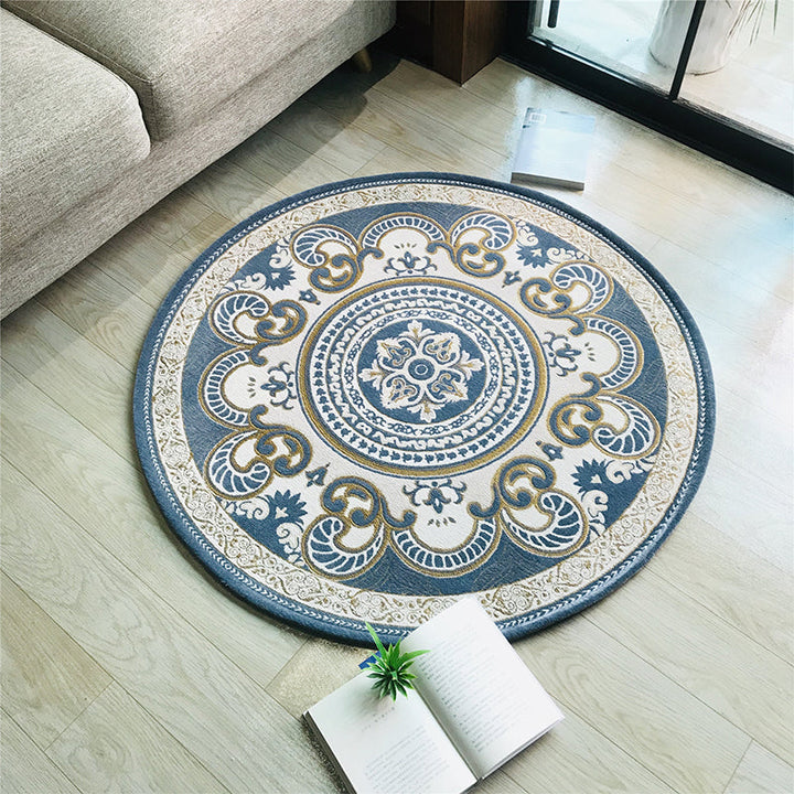Lisslune | Western Living Room Carpet Multicolor Floral Pattern Area Rug Polyester Non-Slip Back Washable Rug