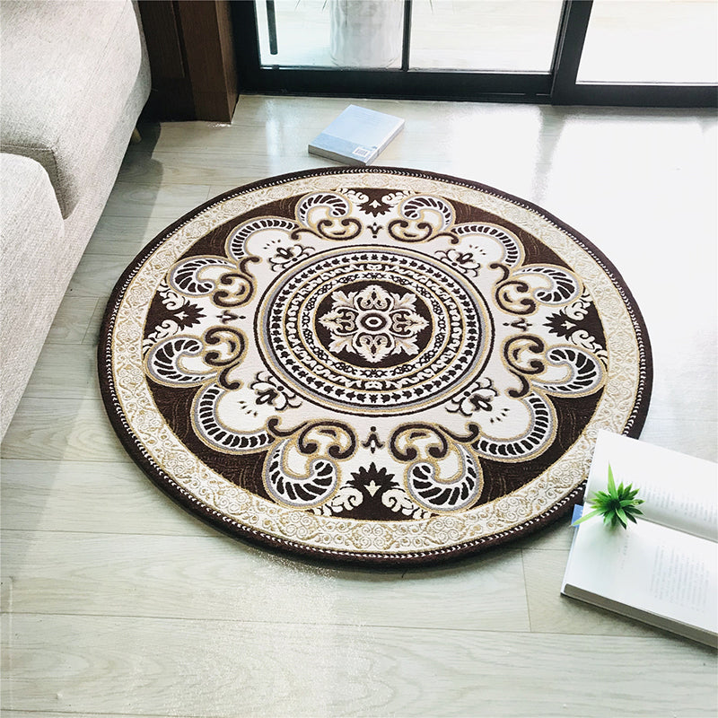 Lisslune | Western Living Room Carpet Multicolor Floral Pattern Area Rug Polyester Non-Slip Back Washable Rug