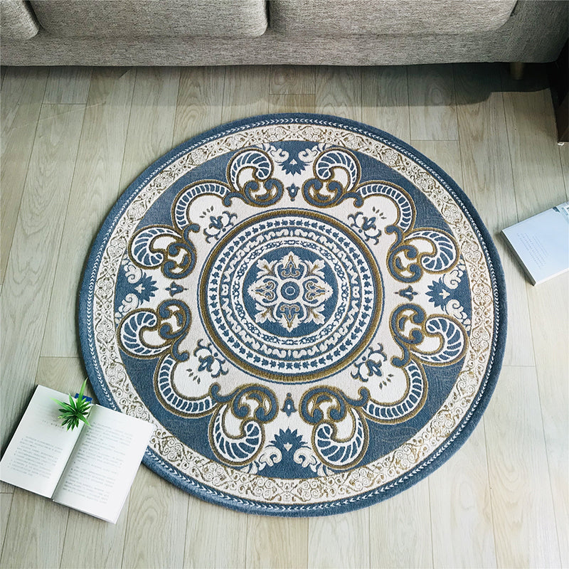 Lisslune | Western Living Room Carpet Multicolor Floral Pattern Area Rug Polyester Non-Slip Back Washable Rug
