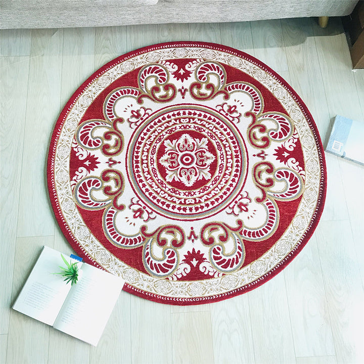 Lisslune | Western Living Room Carpet Multicolor Floral Pattern Area Rug Polyester Non-Slip Back Washable Rug