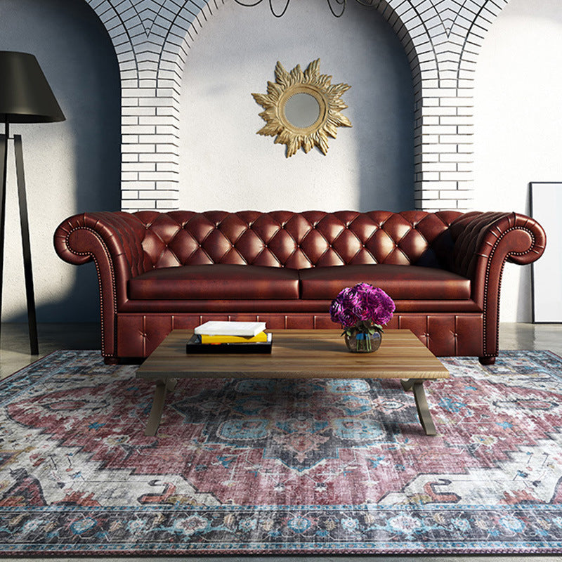 Lisslune | Retro Floral Print Rug Multicolored Rustic Area Rug Polypropylene Easy Care Non-Slip Backing Rug for Room