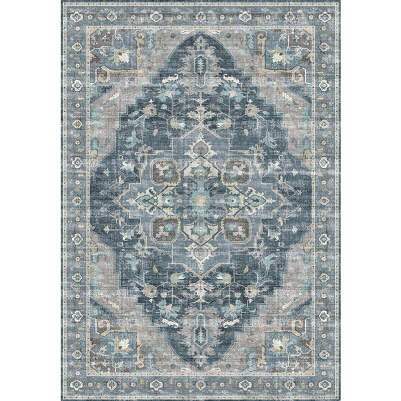 Lisslune | Retro Floral Print Rug Multicolored Rustic Area Rug Polypropylene Easy Care Non-Slip Backing Rug for Room