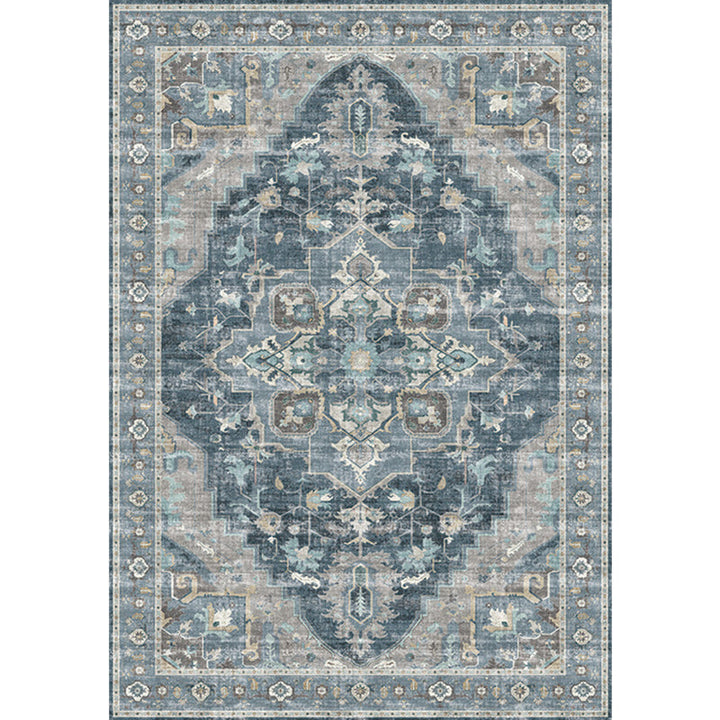 Lisslune | Retro Floral Print Rug Multicolored Rustic Area Rug Polypropylene Easy Care Non-Slip Backing Rug for Room
