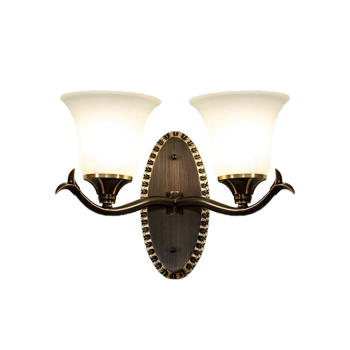 Skørter | Bell living room wall lamp vintage style metal 1/2 lights black wall lamp with white glass shade
