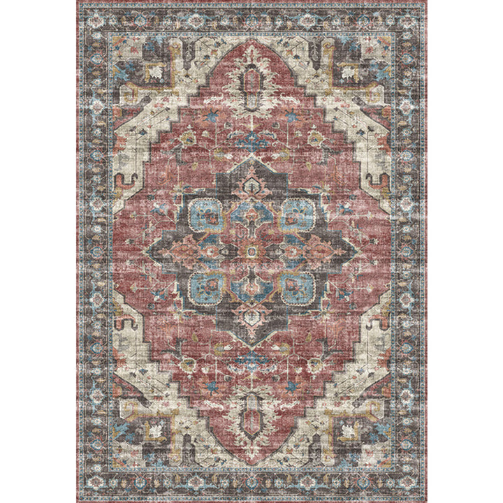 Lisslune | Retro Floral Print Rug Multicolored Rustic Area Rug Polypropylene Easy Care Non-Slip Backing Rug for Room