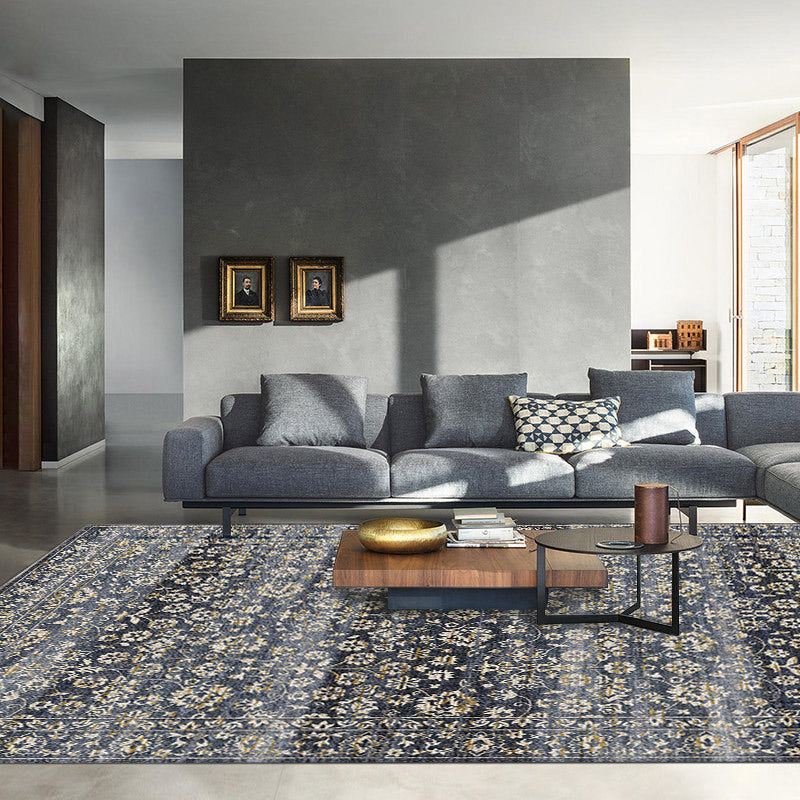 Lisslune | Country Living Room Rug Multicolored Geometric Rug Polypropylene Non-Slip Back Machine Washable Rug