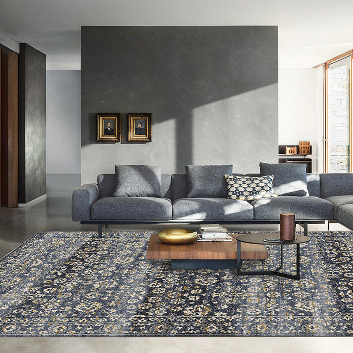 Lisslune | Country Living Room Rug Multicolored Geometric Rug Polypropylene Non-Slip Back Machine Washable Rug