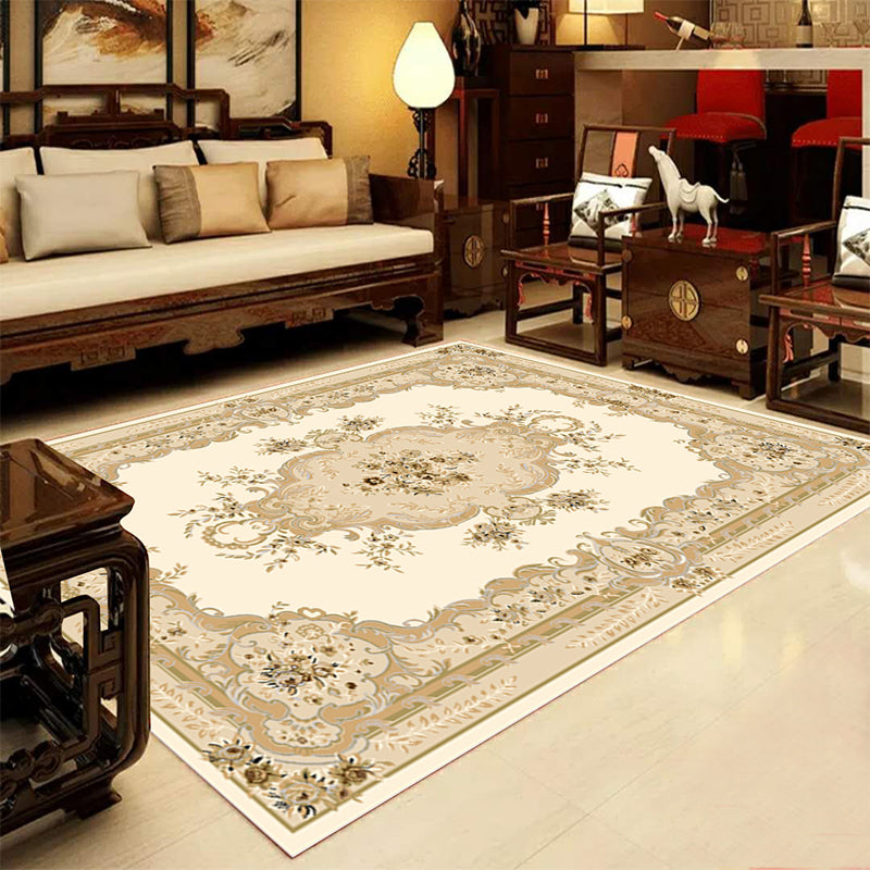Lisslune | Retro Multicolored Western Rug Synthetic Flower Design Area Rug Non-Slip Washable Rug for Living Room