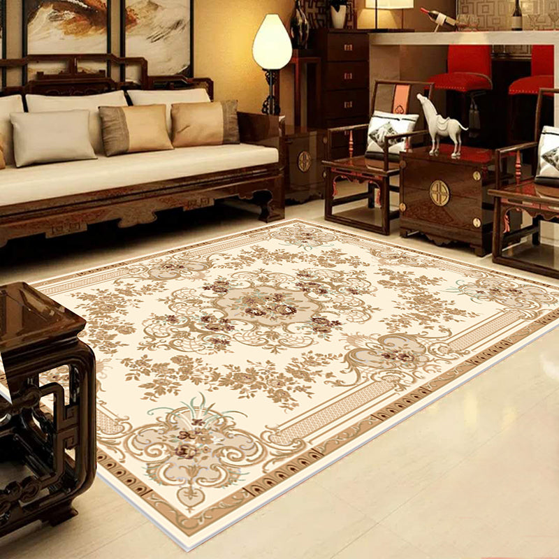 Lisslune | Retro Multicolored Western Rug Synthetic Flower Design Area Rug Non-Slip Washable Rug for Living Room