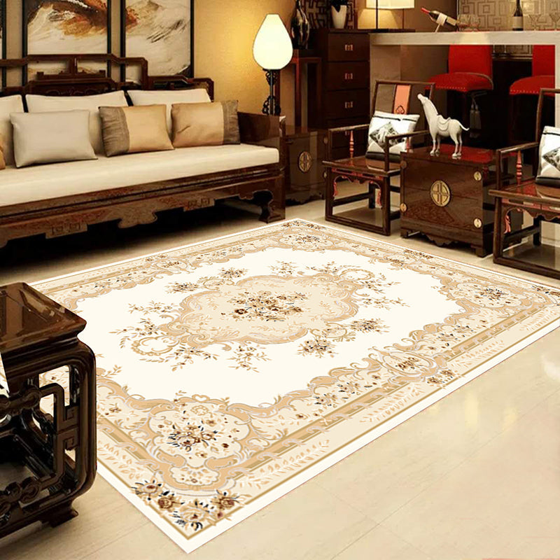 Lisslune | Retro Multicolored Western Rug Synthetic Flower Design Area Rug Non-Slip Washable Rug for Living Room