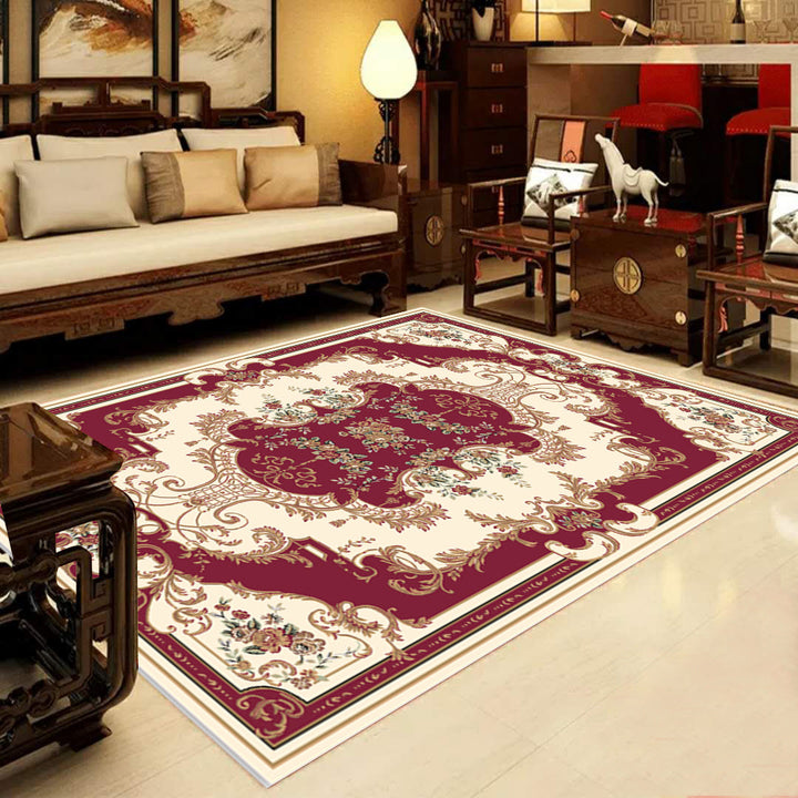 Lisslune | Retro Multicolored Western Rug Synthetic Flower Design Area Rug Non-Slip Washable Rug for Living Room