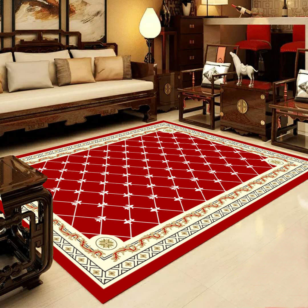 Lisslune | Retro Multicolored Western Rug Synthetic Flower Design Area Rug Non-Slip Washable Rug for Living Room