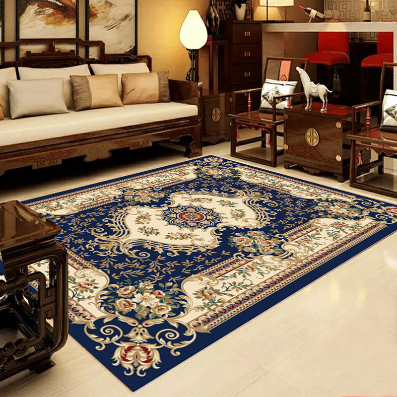 Lisslune | Retro Multicolored Western Rug Synthetic Flower Design Area Rug Non-Slip Washable Rug for Living Room