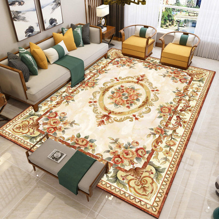 Lisslune | Luxury Southwest Rug Multicolored Floral Print Rug Pet-Friendly Easy to Care Washable Rug for the Living Room