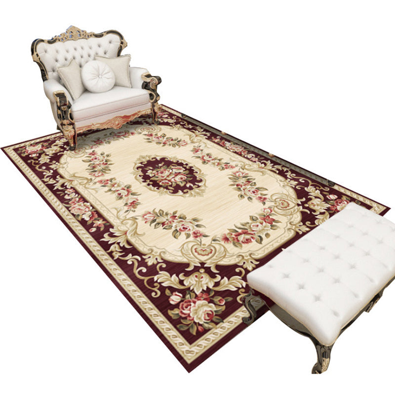 Lisslune | Antique patterned rug multicolored polypropylene indoor rug easy care washable rug for living room