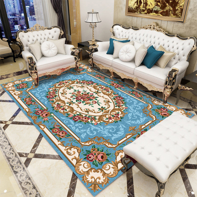 Lisslune | Antique patterned rug multicolored polypropylene indoor rug easy care washable rug for living room