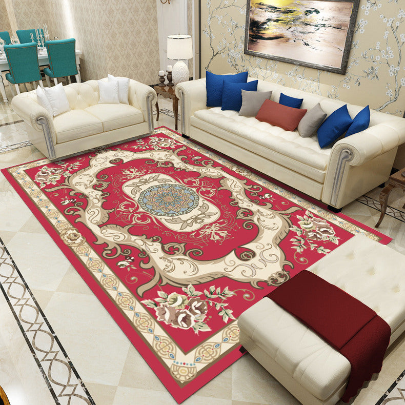 Lisslune | Antique patterned rug multicolored polypropylene indoor rug easy care washable rug for living room
