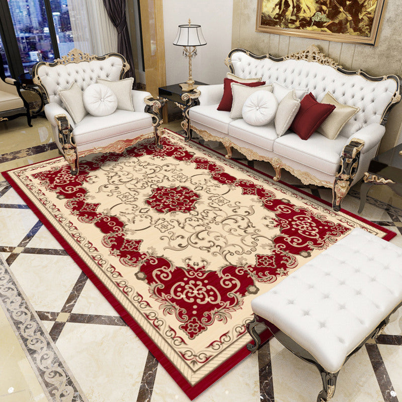 Lisslune | Antique patterned rug multicolored polypropylene indoor rug easy care washable rug for living room